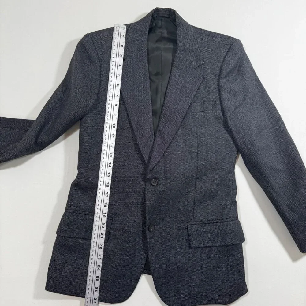 Dormeuil Custom 3-Piece Suit Gray S 35 Birdseye Groom Prom Wedding Formal Blazer